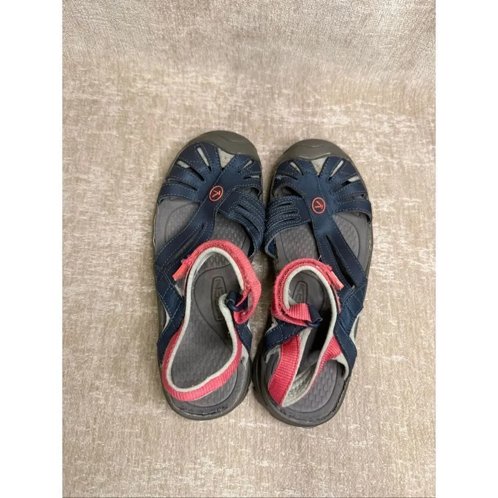 KEEN Kids' Rose Close-Toe Strappy Athletic Water Sandals Navy Blue Pink Size 3